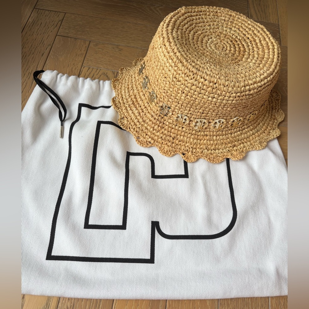 Paco Rabanne Embellished Raffia Bucket Hat Beige - Picture 3 of 16